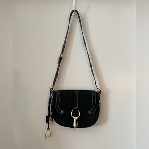 Ralph Lauren Vintage Shoulder/ Crossbody Black Bag w Equestrian Charms & Detail